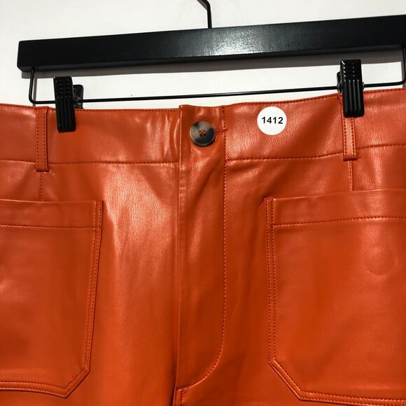 Anthropologie Maeve The Colette Cropped Wide-Leg Faux Leather Pants Size 32 $130 - Picture 5 of 10